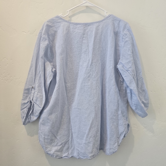 Hester & Orchard blue Linen blend blouse size Large - Picture 3 of 8